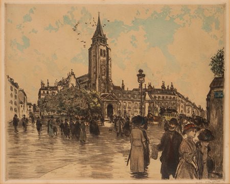 Jean-François Raffaelli (Parigi 1850 - 1924)  - Saint Germain des Prés, 1910