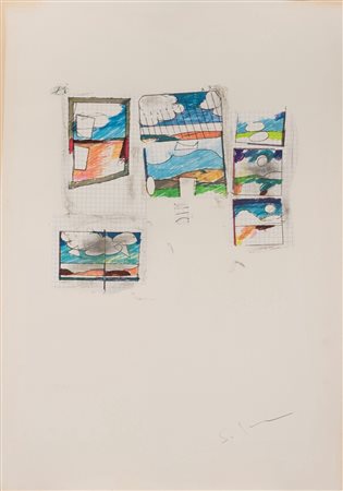 Mario Schifano (Homs 1934 - Roma 1998)  - Paesaggio con nuvole