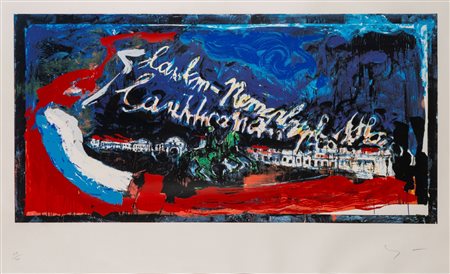 Mario Schifano (Homs 1934 - Roma 1998)  - Paesaggio con case