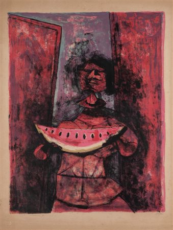 Rufino Tamayo (Oaxaca de Juárez 1899 - Città del Messico 1991)  - Mujer con sandìa, 1950