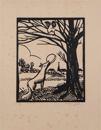 Roland Topor (Parigi 1938 - 1997)  - Volpe, albero e volto