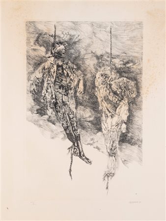 Renzo Vespignani (Roma 1924 - 2001)  - Epitaffio Villon (ballata degli impiccati) , 1976