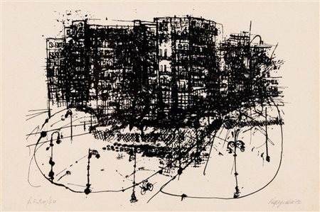 Renzo Vespignani (Roma 1924 - 2001)  - Periferia, 1980