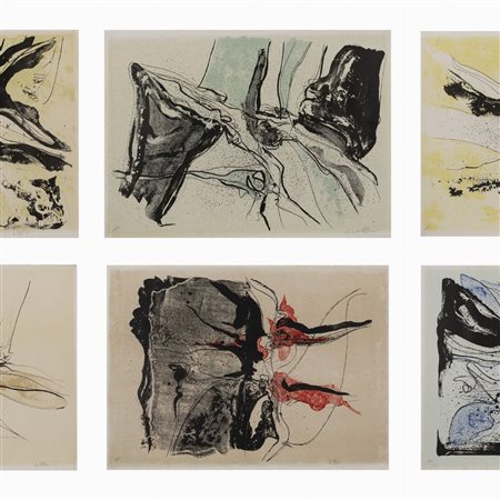 Renato Volpini (Napoli 1934 - Milano 2017)  - Cartella contenente sette litografie, 1960