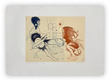 GIUSEPPE GUERRESCHI (1929-1985) - Uomo con figura femminile, 1972