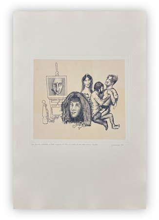 GIUSEPPE GUERRESCHI (1929-1985) - Testa femminile, autoritratto di Füssil, 1981