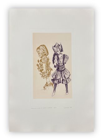 GIUSEPPE GUERRESCHI (1929-1985) -Giovane donna con testa alata e ritratto di Mrs Füssli, 1981