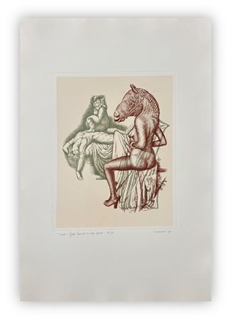 GIUSEPPE GUERRESCHI (1929-1985) - L'incubo e figura femminile con testa equina, 1981
