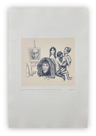 GIUSEPPE GUERRESCHI (1929-1985) -Testa femminile, autoritratto di Füssli, 1981