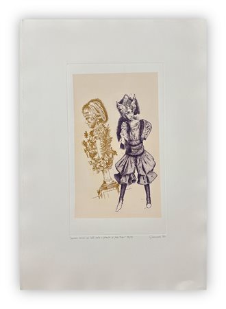 GIUSEPPE GUERRESCHI (1929-1985) - Giovane donna con testa alata e ritratto di Mrs Füssli, 1981