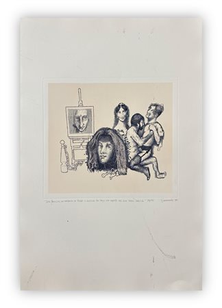 GIUSEPPE GUERRESCHI (1929-1985) - Testa femminile, autoritratto di Füssli, 1981