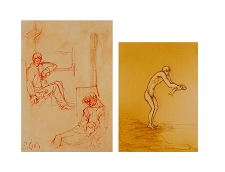 Fabrizio Clerici (Milano 1913 - Roma 1993)  - Lotto di due disegni