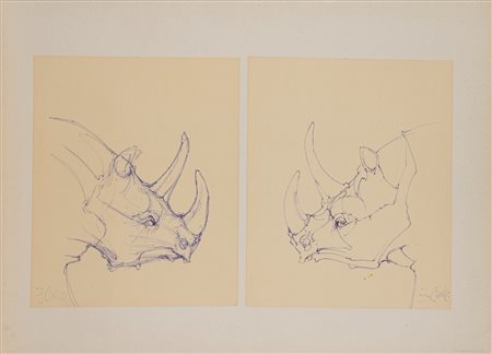 Fabrizio Clerici (Milano 1913 - Roma 1993)  - Lotto di due disegni, 1972