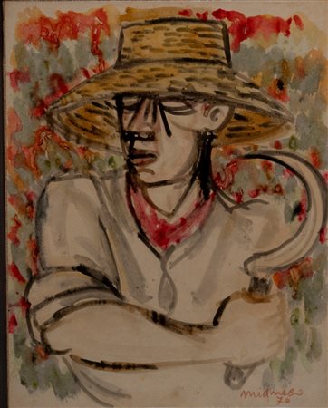 Giuseppe Migneco (Messina  1903 - Milano 1997)  - Contadino, 1970