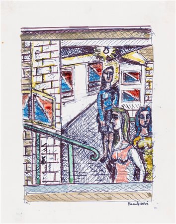 Orfeo Tamburi (Jesi 1906 - Parigi 1994)  - Parigi, Figure nel metro, 60s