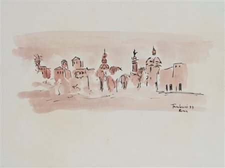 Orfeo Tamburi (Jesi 1906 - Parigi 1994)  - Veduta di Roma, 1937