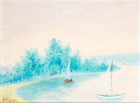 Umberto Lilloni (Milano 1898 - 1980)  - Due vele nel Bodensee, 1971
