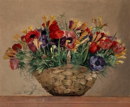 Giovanni Barbisan (Treviso 1914 - Orbetello 1988)  - Cesto di fiori, 1956