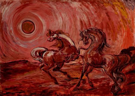 Aligi Sassu (Milano 1912 - Pollença 2000)  - Cheval lunaire