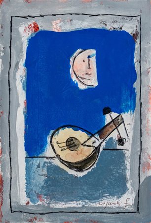Franco Rognoni (Milano 1913 - 1999)  - Mandolino e la luna (Natura morta)