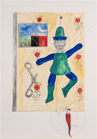Franco Angeli (Roma 1935 - 1988)  - Il sarto, 1985