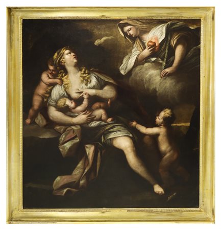 Luca  Giordano (e bottega) (Napoli 18 ottobre 1634 - Napoli  12 gennaio 1705)  - Allegoria della Fede, Speranza e Carità