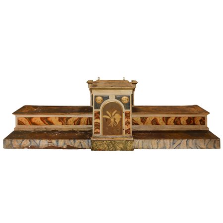 Tabernacolo con base laccata e porta in legno dorata con foglia, Sicily 18° secolo