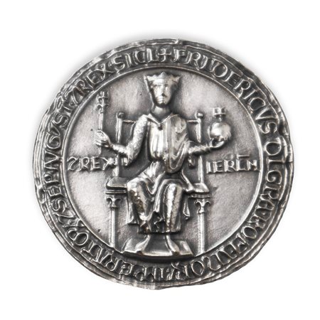 Sigillo di Federico II imperatore (1220-1250) in argento 925, riproduzione