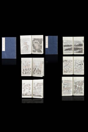 KATSUSHIKA HOKUSAI<BR>Tokyo (Giappone) 1760 - 1849<BR>Due volumi illustrati con xilografie