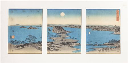 UTAGAWA HIROSHIGE<BR>Tokyo 1797 - Tokyo 1858<BR>"Veduta notturna degli otto luoghi celebri di Kanazawa", 1854