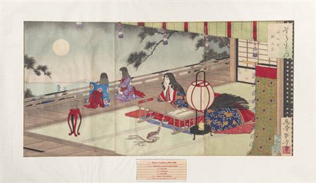 TOSHIKATA MIZUNO<BR>Tokyo 1866 - Tokyo 1908<BR>"Studentesse e maestro al chiaro di luna", 1895 circa