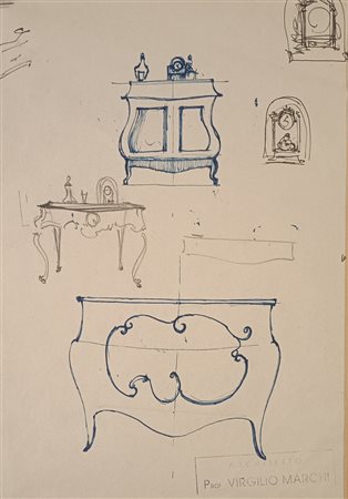MARCHI VIRGILIO Livorno (Li) 1895 Senza Titolo Disegno su carta 30,00x20,00...