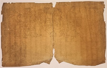 ANONIMO Anonimo (An) Scena mitologica Disegno antico su carta 32,00x53,00 La...