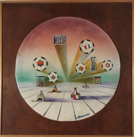 BRENNA CARLO Milano (Mi) 1935 Senza Titolo Olio e gesso su tela 40,00x40,00...