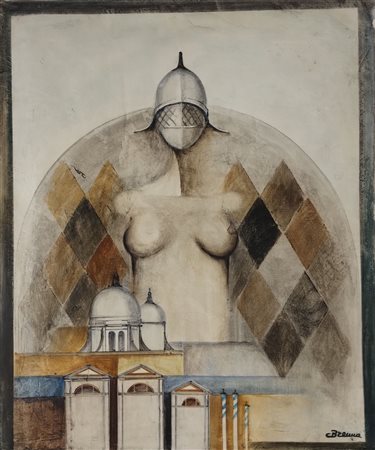 BRENNA CARLO Milano (Mi) 1935 Senza Titolo Olio su tela e gesso 60,00x50,00...