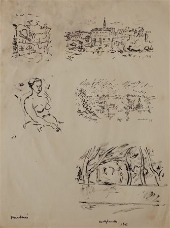 TAMBURI ORFEO Jesi (An) 1910 Paesaggio 1944 China su carta 29,00x21,00...