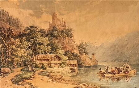 WALKER ERNEST (SCUOLA DI) Gotha (Germania) 1788 Paesaggio con figura e rovine...