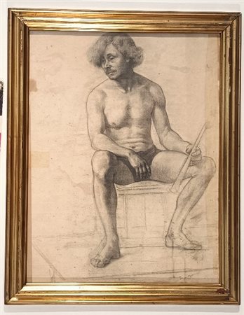 ANONIMO Anonimo (An) Figura Disegno su carta dell'800 58,00x43,00 Disegno di...