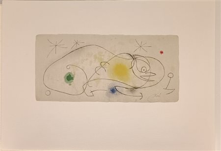 MIRÒ JOAN Barcellona (Spagna) 1893 Oiseau, etoiles 1987 Stampa 37,00x52,00...