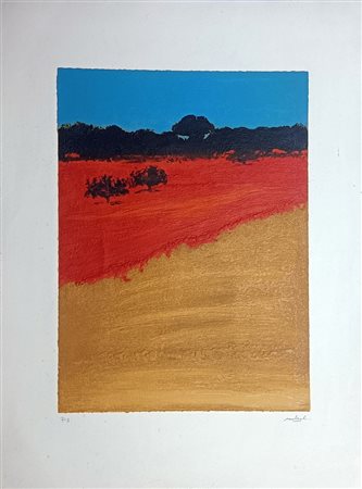 MATTIOLI CARLO Modena (Mo) 1911 Paesaggio Serigrafia su carta esemplare prova...
