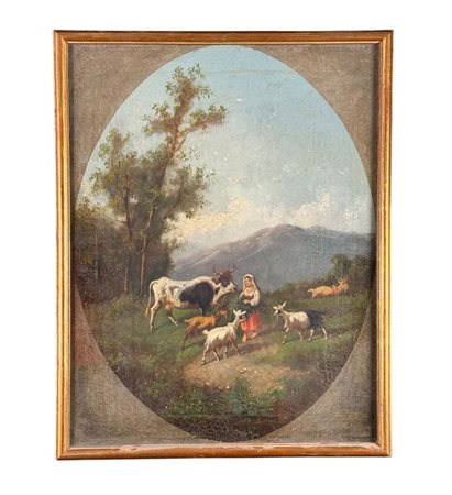 Dipinto olio su tela, periodo XIX secolo scuola italiana raffigurante...
