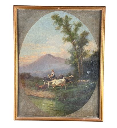 Dipinto olio su tela, periodo XIX secolo scuola italiana raffigurante...