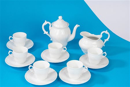 Servizio da caffè da sei in porcellana bianca Ginori