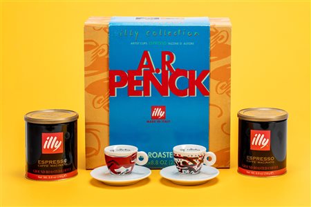 A.R. Penck (1939)  - Servizio da caffè in porcellana, Illy Collection ROMA AETERNA – Artist's Cups, 1997. Mitterteich, Bavaria, Germany