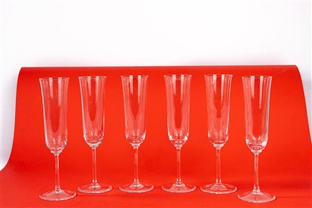 Set di sei flute in cristallo
