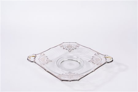 Centrotavola in vetro con decori in sterling