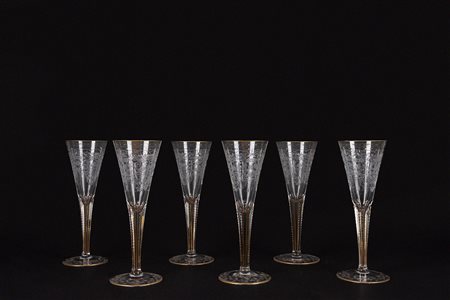 Moser. Servizio da sei flute in cristallo