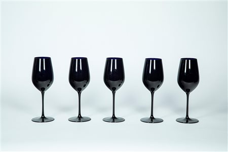 Riedel Set di cinque calici in vetro blu