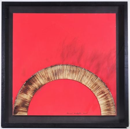Bernard Aubertin “Dessin de Feu sur table rouge” 2006