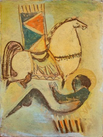 Alì Al Jabir (1948 - 2018) 
Senza titolo 
olio su tela 24,5 x 18 cm